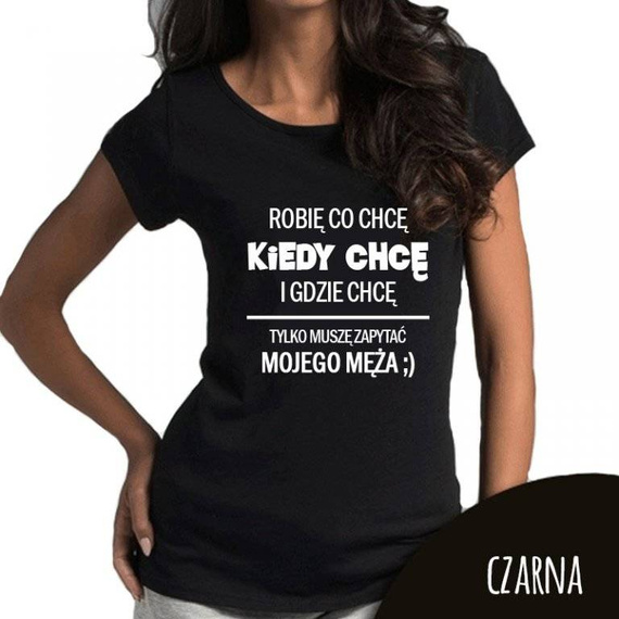 "Muszę zapytać męża" koszulka damska Moocha biały