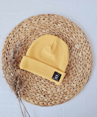 2415P Bandito boy Czapka z uszkami prążek podwójna Marija - musztardowy