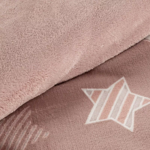 Flano 4 pościel welurowa gwiazdki Eurofirany pudrowy róż