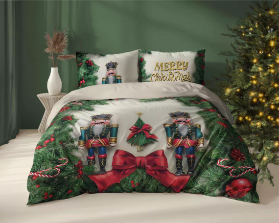 5300 A Pościel świąteczna dziadek do orzechów Detexpol kremowy