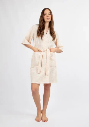 DK-W-01 Podomka Szlafrok Damski Dkaren - ecru
