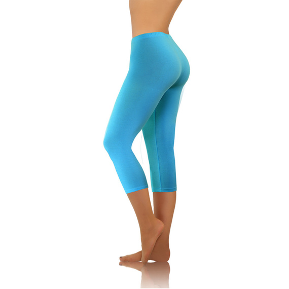 Legginsy damskie sportowe bawełniane kryjące 3/4 Sesto Senso turkusowy