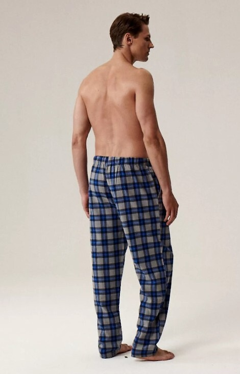 NMB -045 Atlantic szary – spodnie piżamowe męskie flanela w kratkę