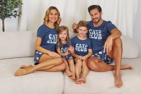 7205 "Cat club" Piżama dziecięca Unisex Doctor Nap - deep blue