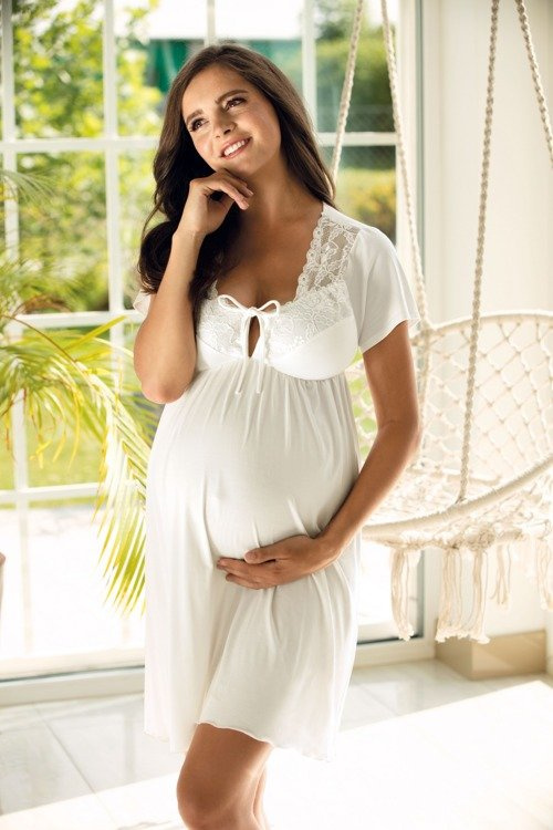 3012 Koszula Nocna ciążowa i do karmienia Lupoline ecru