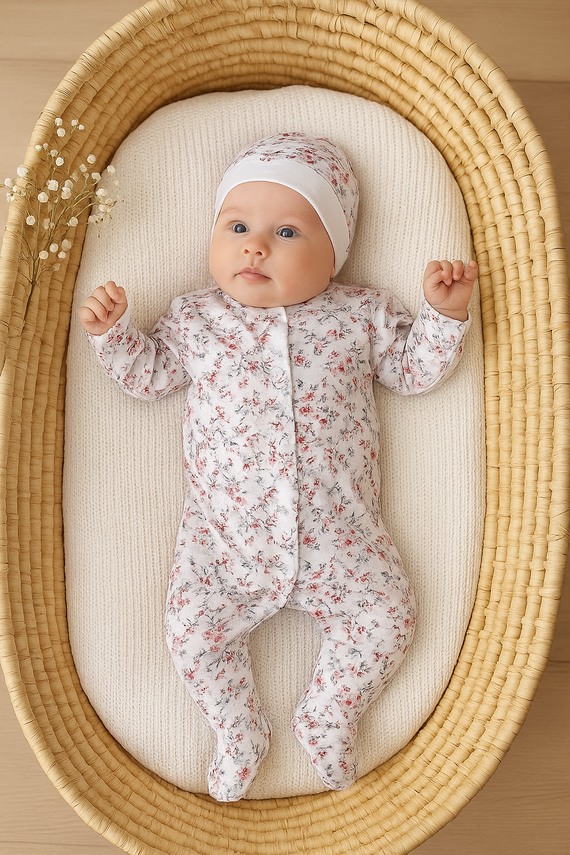 Pajac bawełniany "Rose" Terjan - white rose