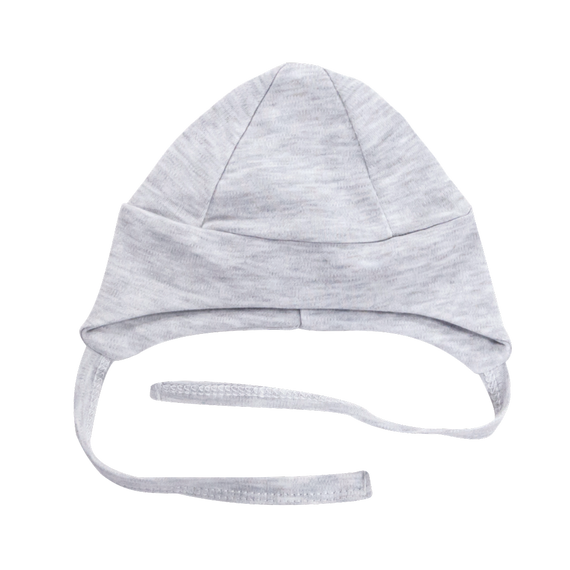 CSB009 Basic Czapka niemowlęca wiązana Mamatti - szary melanż