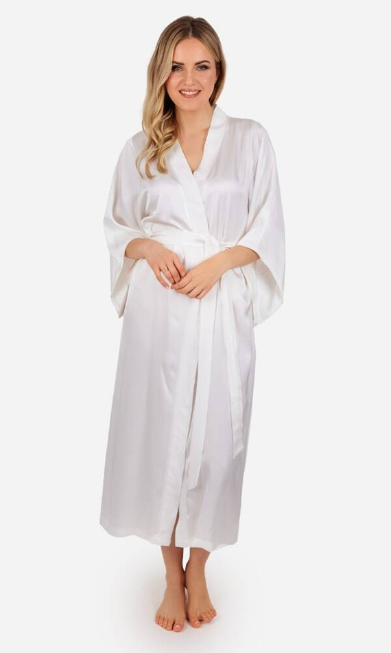 Elizabeth Szlafrok damski satynowy ByShelly - ecru