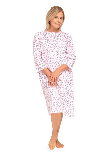 Bogna II 204 Koszula nocna Martel różowy 31– bawełniana koszula nocna z długim rękawem, zapinana na guziki, idealna na prezent dla Babci