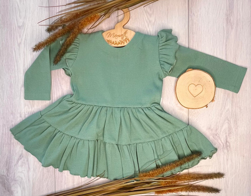 SP505 Mamatti sukienka z motylkami, bawełna 97% elastan 3%, szałwia