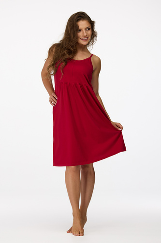 no. 26 Koszula nocna ciążowa Senizo bordowy– bawełna 100%, zamek do karmienia, ramiączka