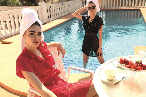 Mia Koronkowy zestaw DKaren - czerwony