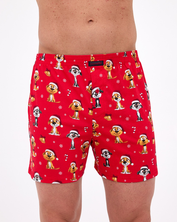 016/21 Dogs 2 Cornette – bokserki męskie świąteczne, luźne, bawełniane, wygodne granatowe