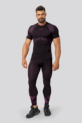 Brubeck Breeze 2.0 męska koszulka termoaktywna Nilit Breeze krótki rękaw Black/Purple