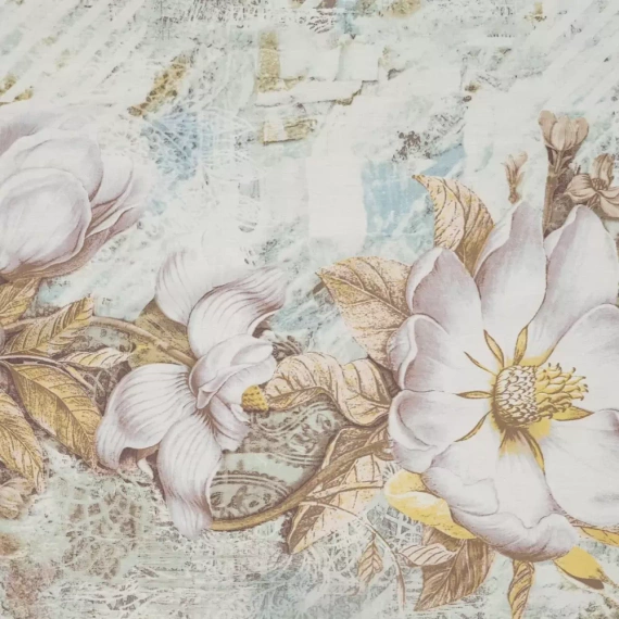 Spring 26 Kwiaty pościel satynowa Eurofirany kremowy/fioletowy