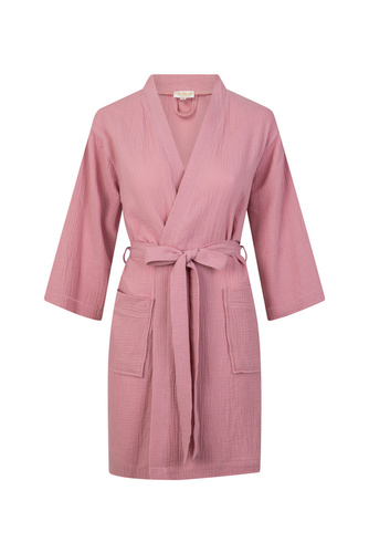 Mila Szlafrok damski muślinowy ByShelly - brudny róż