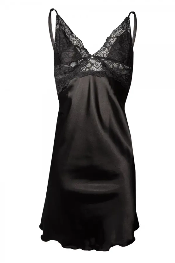 Wirydiana Halka satynowa koszulka damska DKaren - czarna 