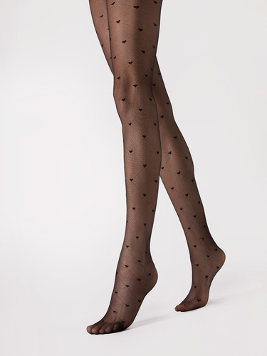 G 6120 Cuori Rajstopy Fiore 20 den - czarny