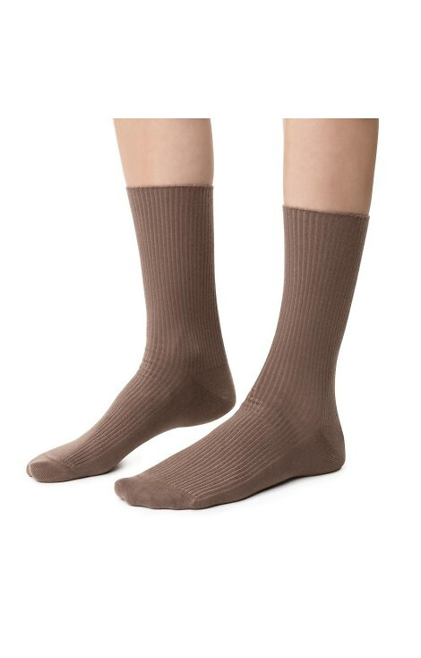 Art. 062 Skarpety damskie Steven 013 ciemny beżowy – prążkowane, bezuciskowe, bawełniane