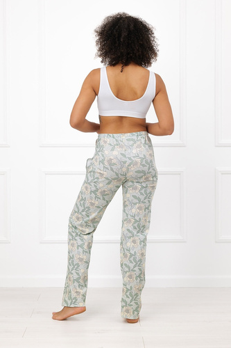 Spodnie Damskie Italian Fashion Helen 100% Bawełna Roślinny Print Kieszenie