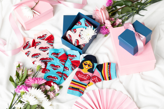 K89S Super Mama Skarpetki stopki Italian Fashion - granat/kolory