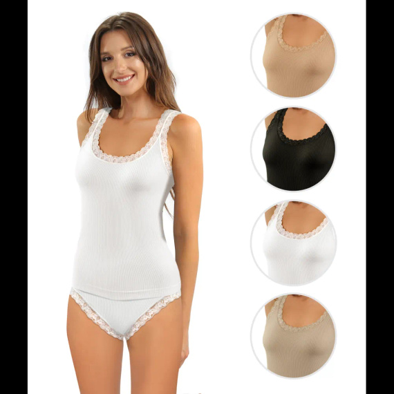 Podkoszulka damska Sesto Senso 6109 koronka bezszwowa dopasowana biała 