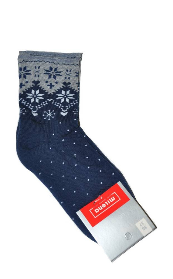 0071-002 Gwiazdki Unique Skarpety damskie Świąteczne Milena -granatowy