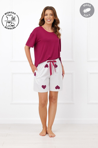 Italian Fashion Kioga Piżama damska wiskoza Mega Soft szorty serca