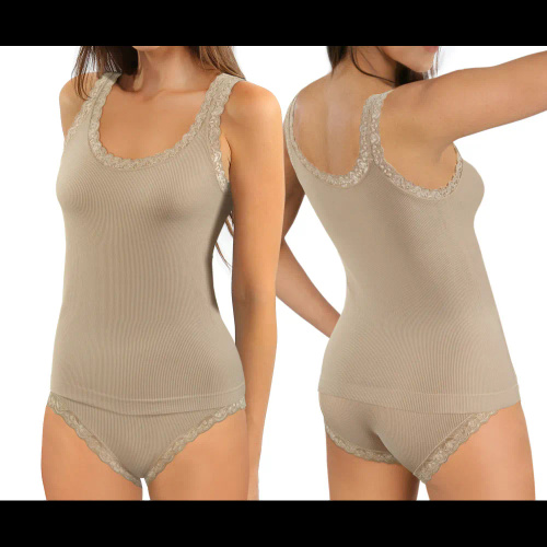 Podkoszulka damska Sesto Senso 6109 koronka bezszwowa dopasowana sabia