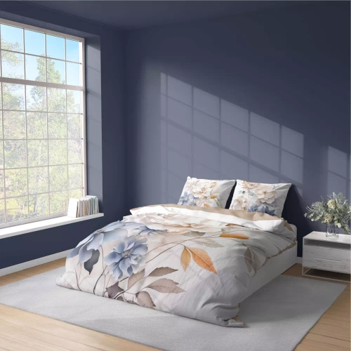 5315 A Pościel z mikrofibry kolorowa kwiaty Detexpol beżowy