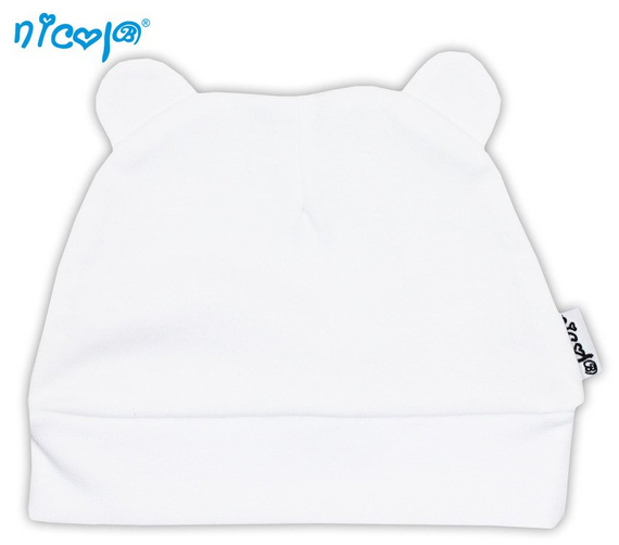 040 Czapeczka niemowlęca z uszkami "Basic" Nicol - biały