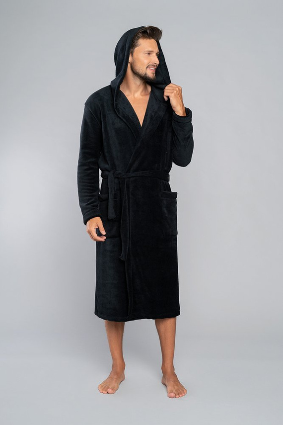 Mimas Szlafrok męski z kapturem Italian Fashion- grafit