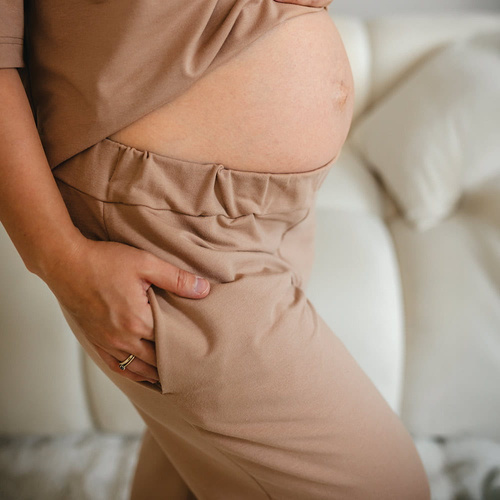 Eevi for Women Spodnie Dresowe Damskie beżowe  – Luźne, Bawełna + Modal, Komfortowe