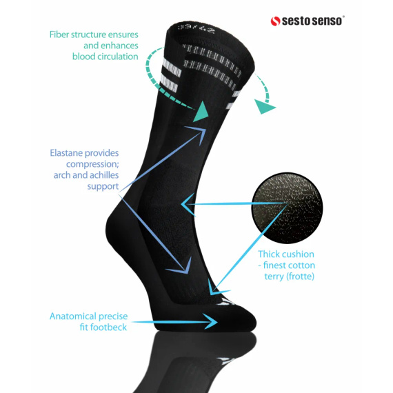 SKB04 Skarpety sportowe długie Sesto Senso czarny