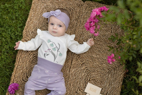 "My Garden" Legginsy niemowlęce Pinokio - fiolet druk 