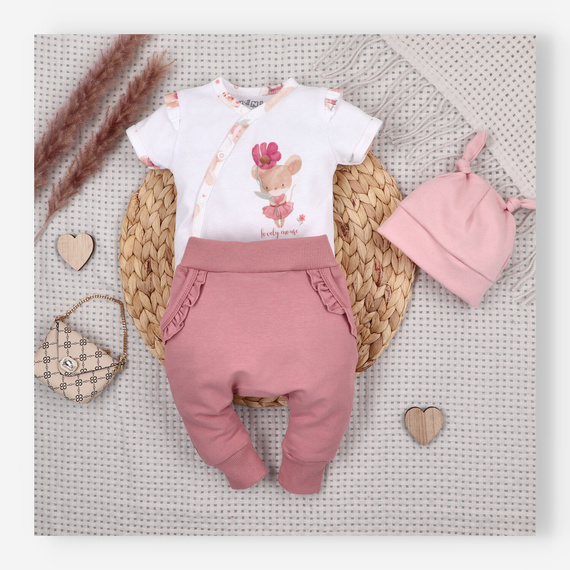 ABN-5700 Nini Spodnie Dresowe Dziecięce Małe Myszki 95% Bawełna Organiczna PL