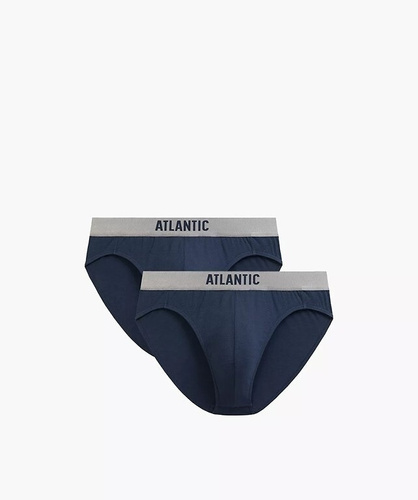 Sportowe slipy męskie Atlantic 2MP-1589 - doskonałe dopasowanie, elastyczna guma, 2-pak granatowe