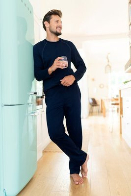 Niko Piżama Męska długi rękaw, długie spodnie Italian Fashion- granat