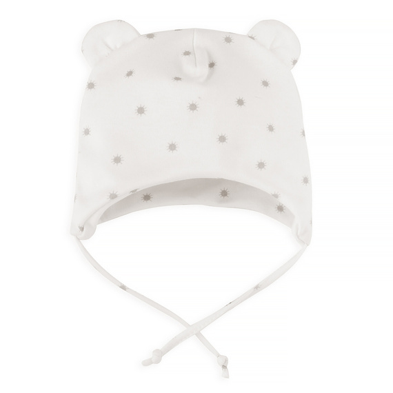 Hello Czapka niemowlęca wiązana Pinokio - ecru słoneczka