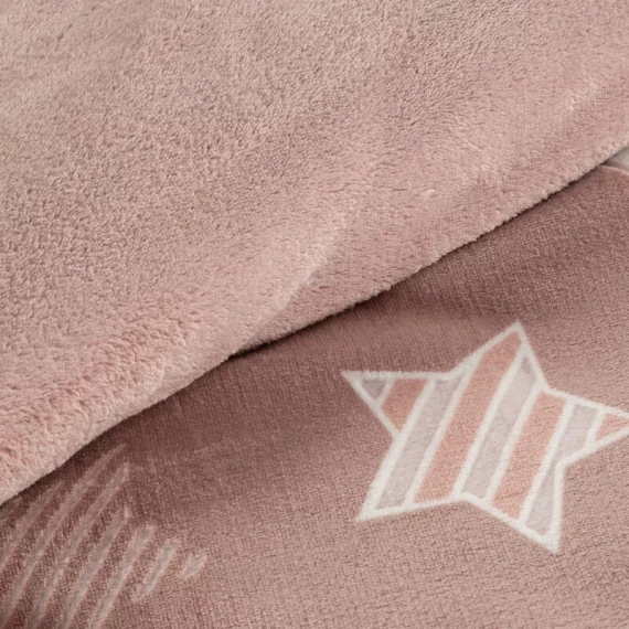 Flano 4 pościel welurowa gwiazdki Eurofirany pudrowy róż