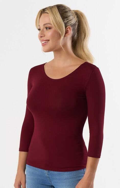 Manati rękaw 3/4 Bluzka damska Babell - bordowa