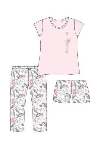 665/311 Dreaming Piżama damska trzyczęściowa Cornette różowy
