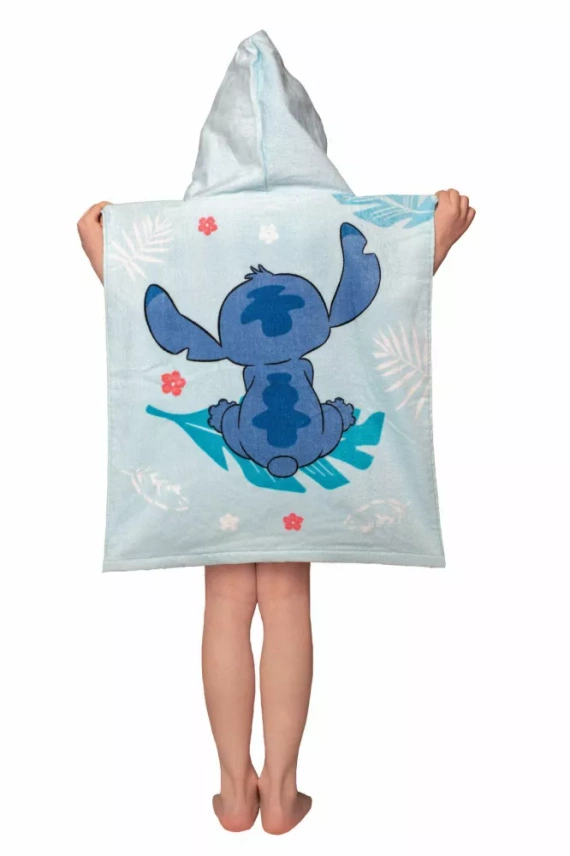 Jf24 Poncho dziecięce Lilo and Stitch Niebieski ręcznik z kapturem Disney Na basen, plażę, do kąpieli Jerry Fabrics