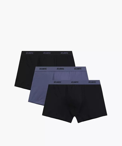 Bokserki męskie Atlantic 3MH-0111 A3 3-pak czarny-denim– 95% bawełna, dopasowane