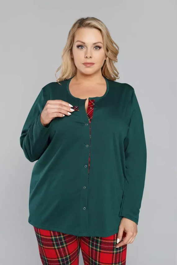 Zorza piżama damska długi rękaw, spodnie Italian Fashion - czerwony/druk 