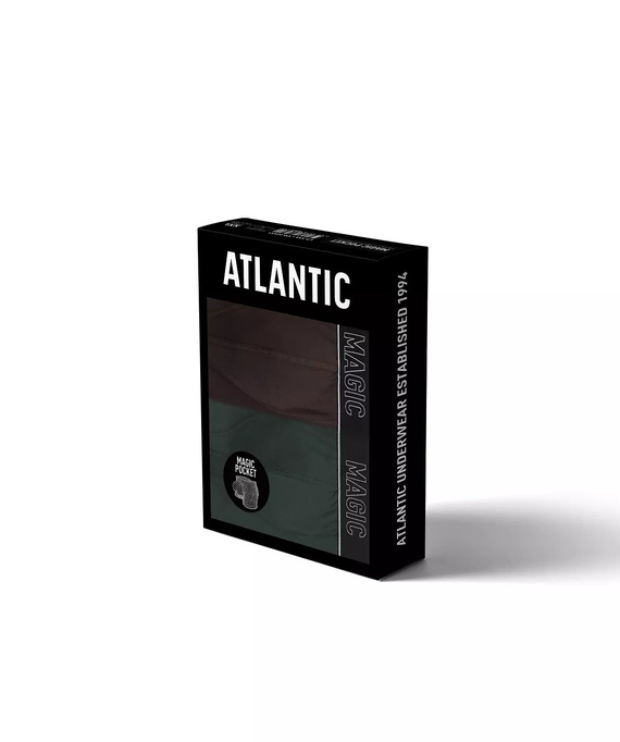 Bokserki męskie Atlantic Magic Pocket 2MH-1200 A2 2-pak zielony-brązowy– push-up bawełna