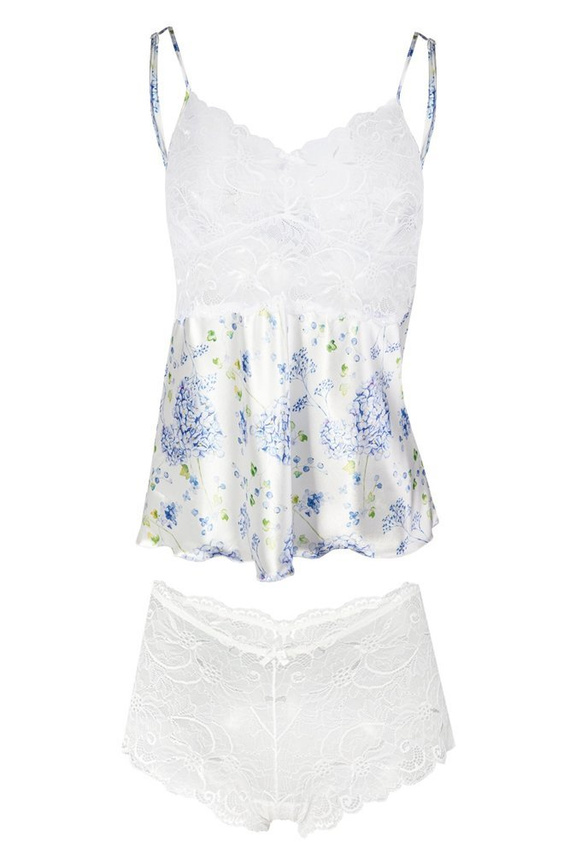 Flowers Komplet piżama damska DKaren DK-KA 011 biały