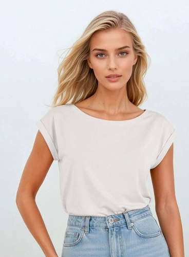 Koszulka Norilla Eldar 95% bawełna luźna łódka krótki rękaw biała