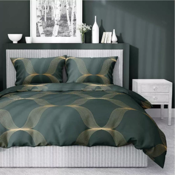 5088 B Home Satin Pościel satynowa ornament Detexpol butelkowy zielony  