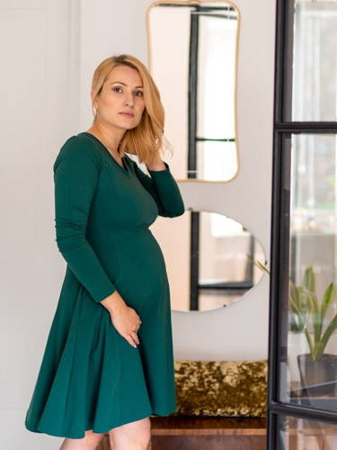 Mama sukienka ciążowa i do karmienia Milk&Love butelkowa zieleń